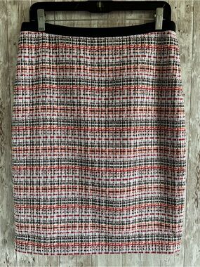 Talbots Tweed Multicolor Pencil Skirt Business Black Orange RedNEW Size 8 Petite